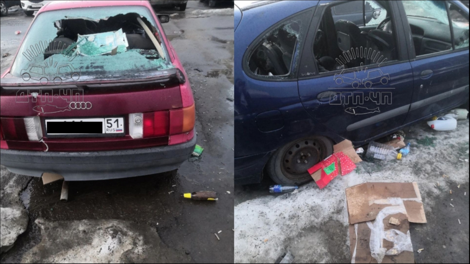Полицейские взялись за разбитые машины во дворе Мурманска