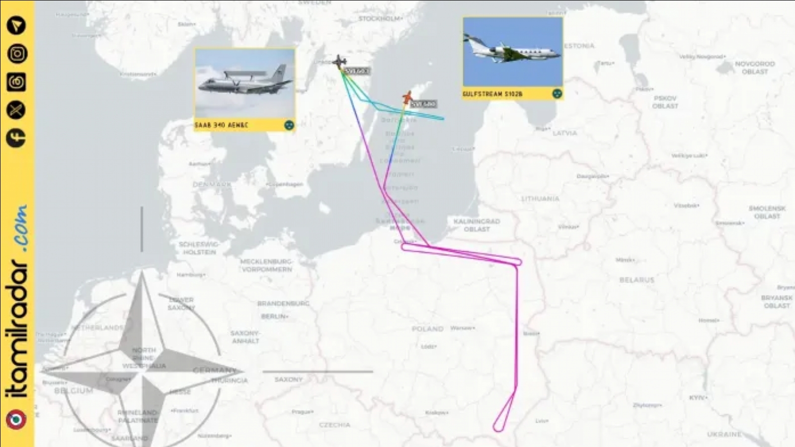 Шведские разведывательные самолёты начали полёты вдоль границ России