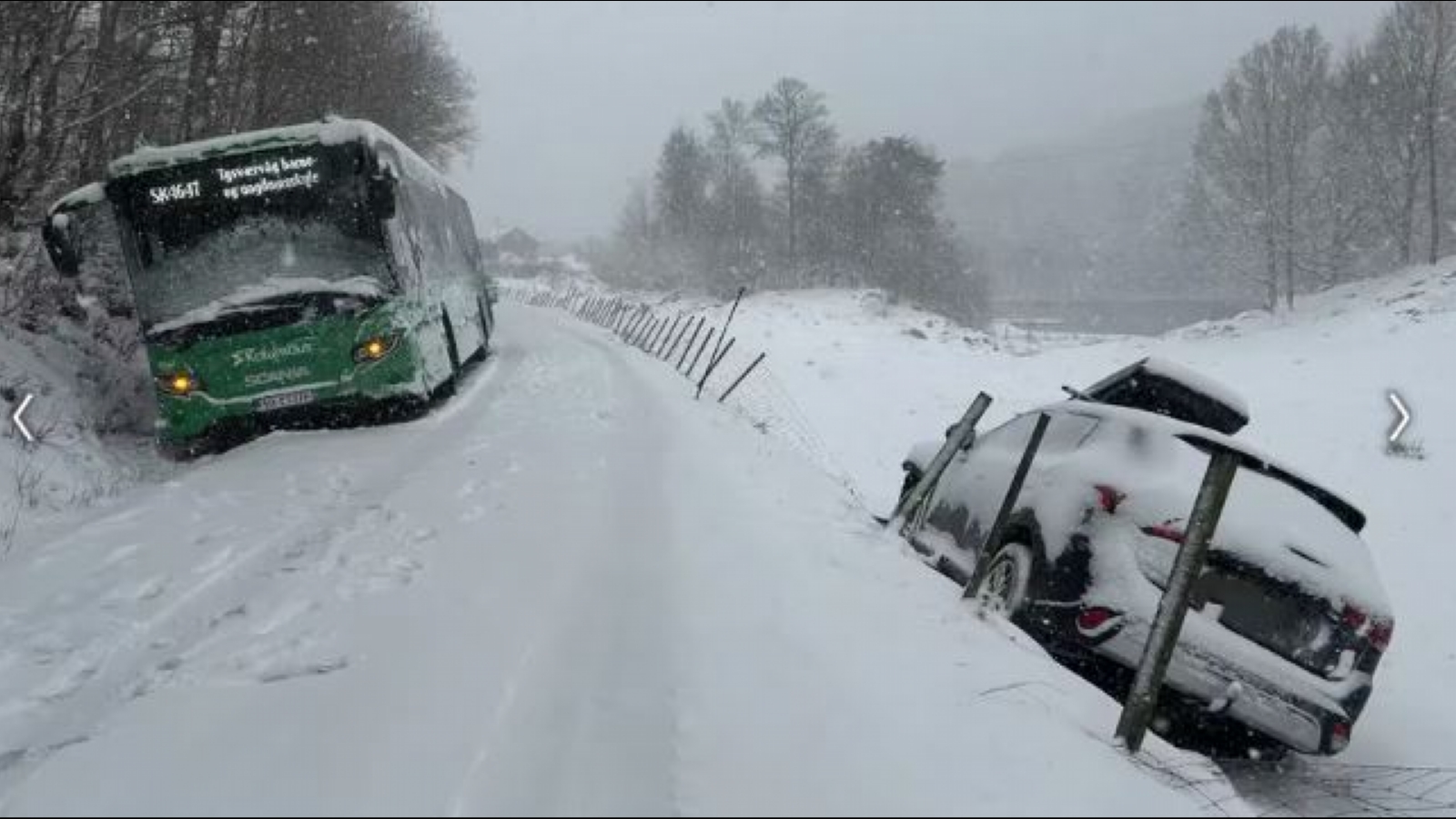 На дорогах Норвегии снежный хаос